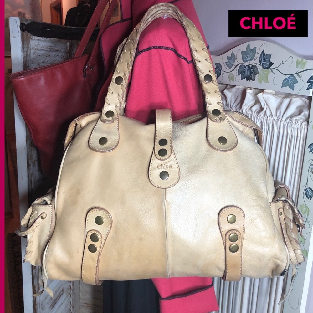 XL-CHLOÉ TAN LEATHER VINTAGE ERA HOBO STYLE BAG